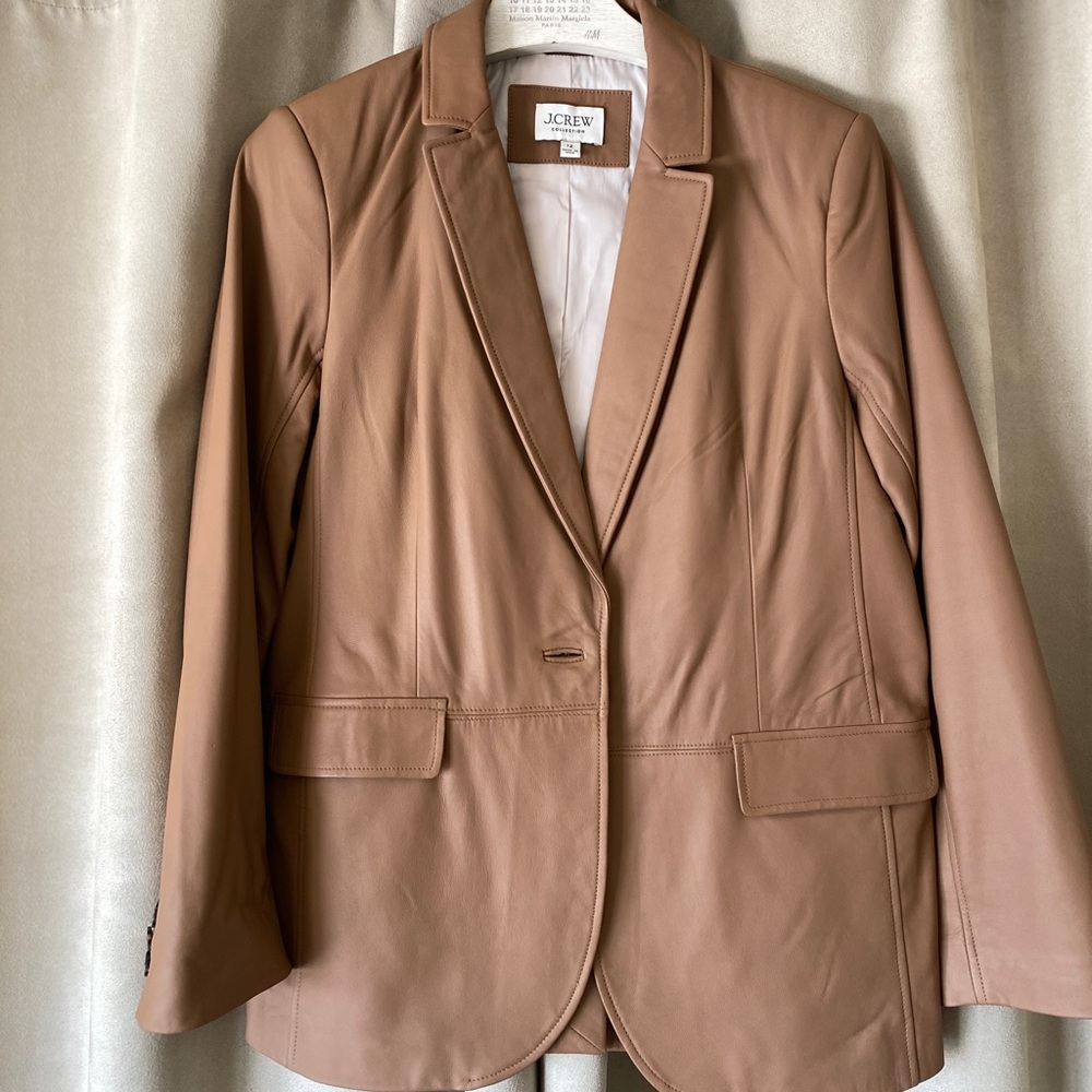 NWOT J. Crew Collection Alfie blazer in champagne leather